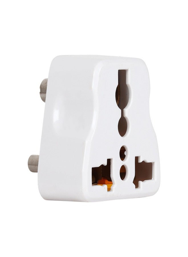 Mica 3 Pin (USA, UK, China, Flat Pins Plug) to India (Type D) Universal Travel Adapter Plug. (White) Qty. - (1) - Image 1